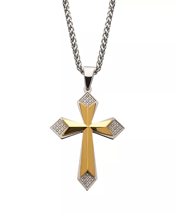 Мужской крестик с 36 кубическими циркониями Inox, gold-tone
Мужской крестик с 36 кубическими циркониями Inox, gold-tone