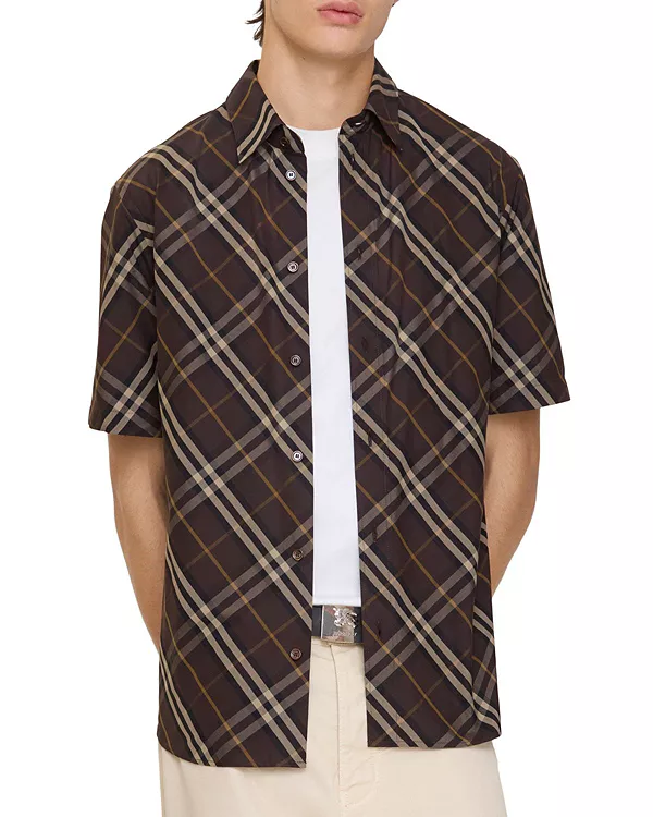 Хлопковая рубашка с клетчатым рисунком Burberry, коричневый
Хлопковая рубашка с клетчатым рисунком Burberry, коричневый