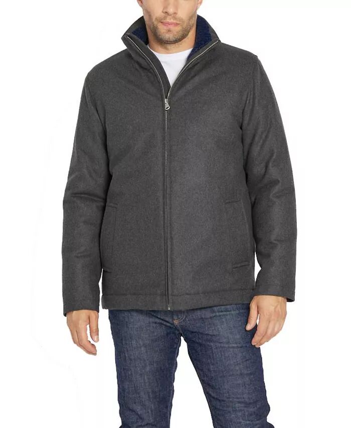 Мужская шерстяная куртка Харрингтон с трикотажным воротником IZOD, серый
Мужская шерстяная куртка Харрингтон с трикотажным воротником IZOD, серый