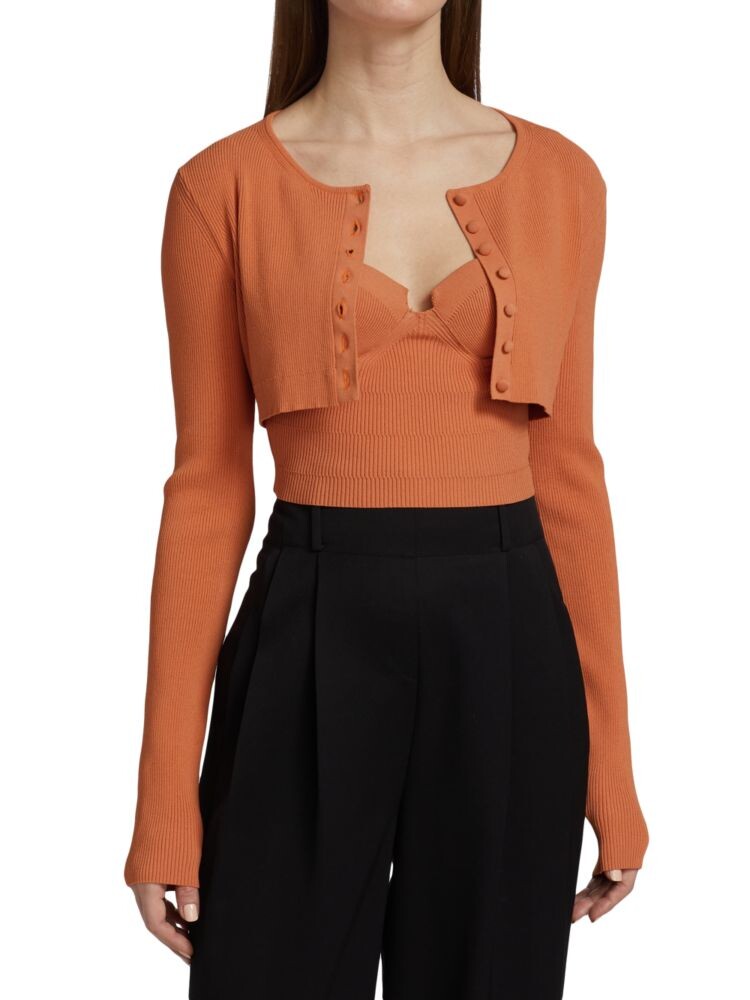 Укороченный вязаный свитер в рубчик Altuzarra, оранжевый
Укороченный вязаный свитер в рубчик Altuzarra, оранжевый