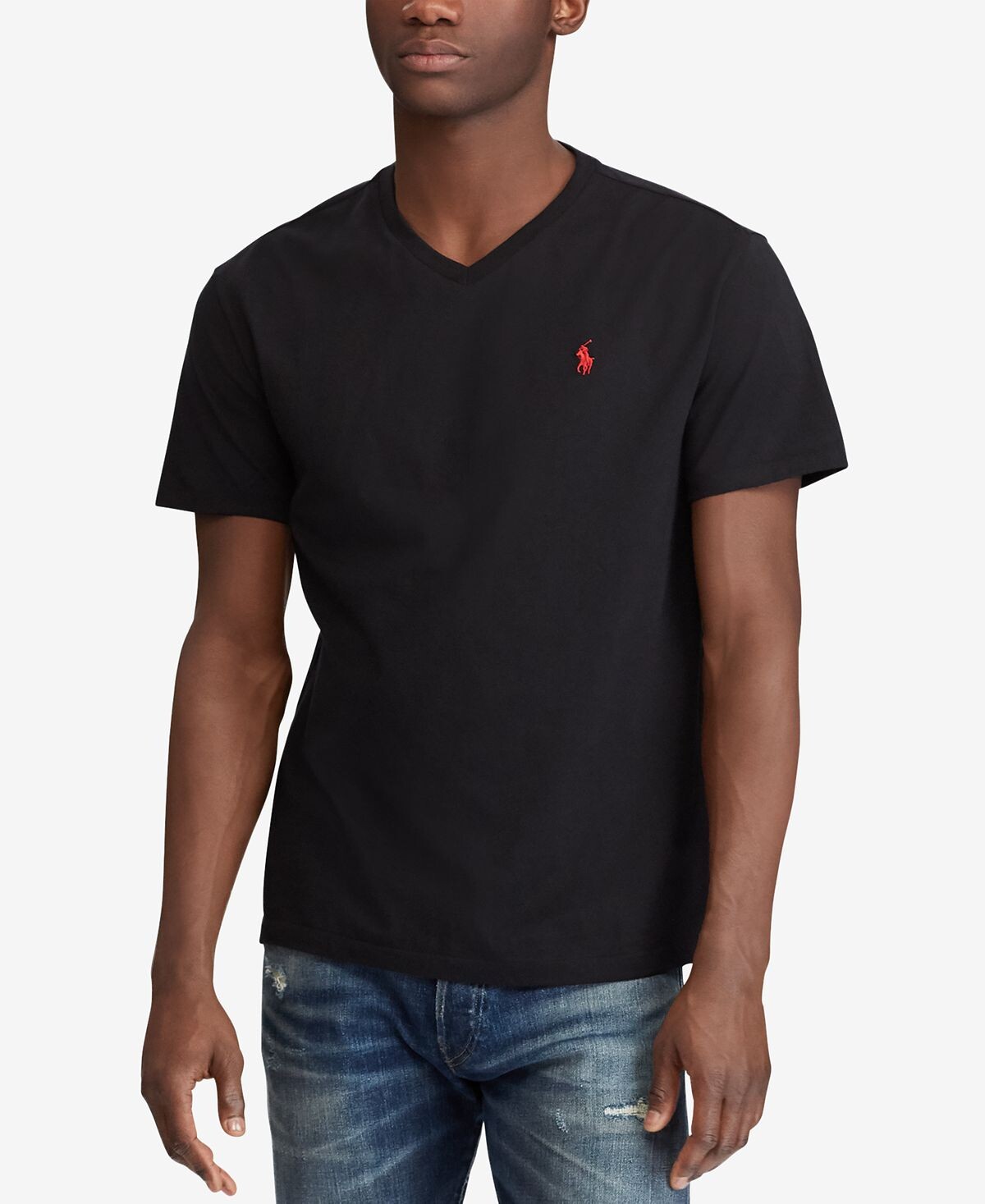 Мужская футболка классического кроя с v-образным вырезом Polo Ralph Lauren, черный
Мужская футболка классического кроя с v-образным вырезом Polo Ralph Lauren, черный