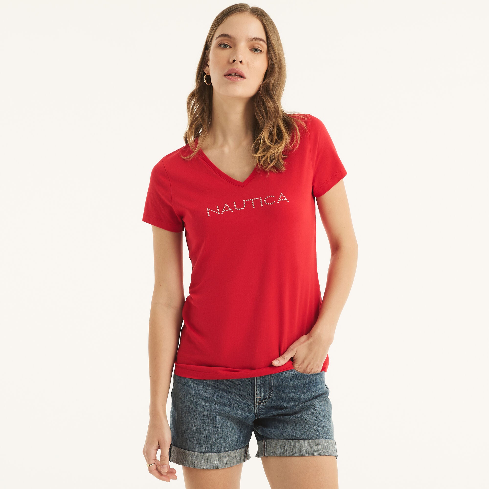Женская футболка Nautica с V-образным вырезом, красный
Женская футболка Nautica с V-образным вырезом, красный