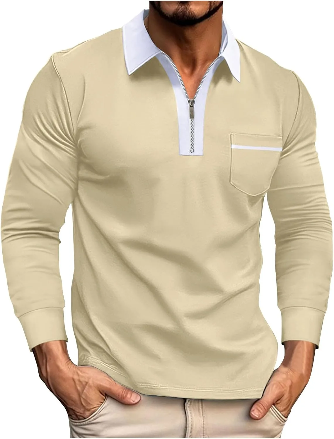 Мужская поло с длинным рукавом и отложным воротником QUNPIU
Мужская поло с длинным рукавом и отложным воротником QUNPIU