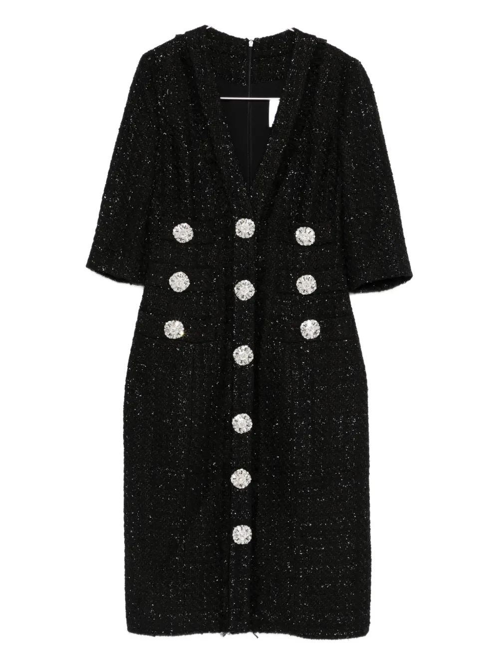Платье миди с V-образным вырезом и декорированными пуговицами Costarellos, черный
Платье миди с V-образным вырезом и декорированными пуговицами Costarellos, черный