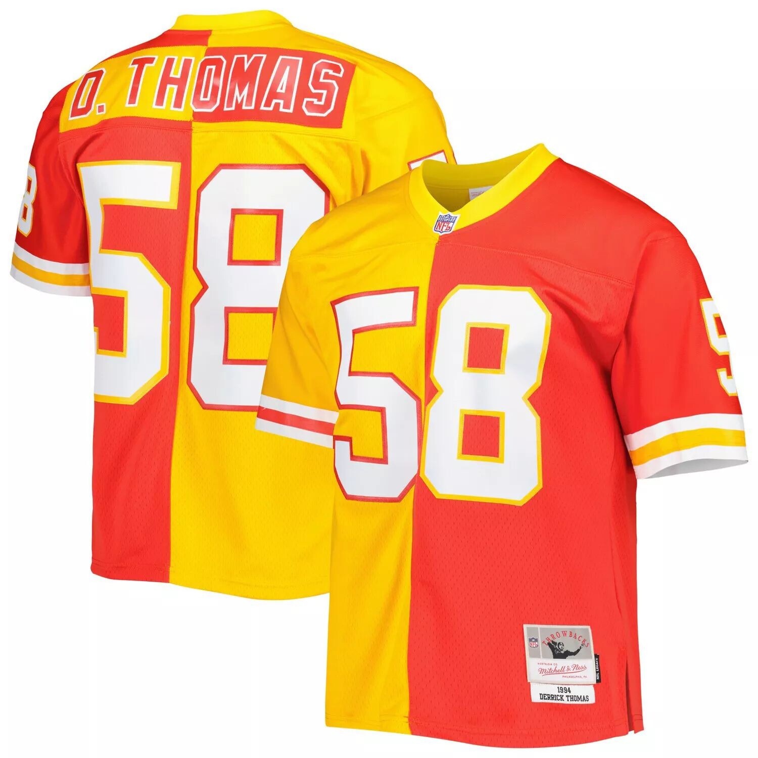 Мужская футболка Mitchell & Ness Derrick Thomas Red/Gold Kansas City Chiefs 1994 Split Legacy Replica Jersey
Мужская футболка Mitchell & Ness Derrick Thomas Red/Gold Kansas City Chiefs 1994 Split Legacy Replica Jersey