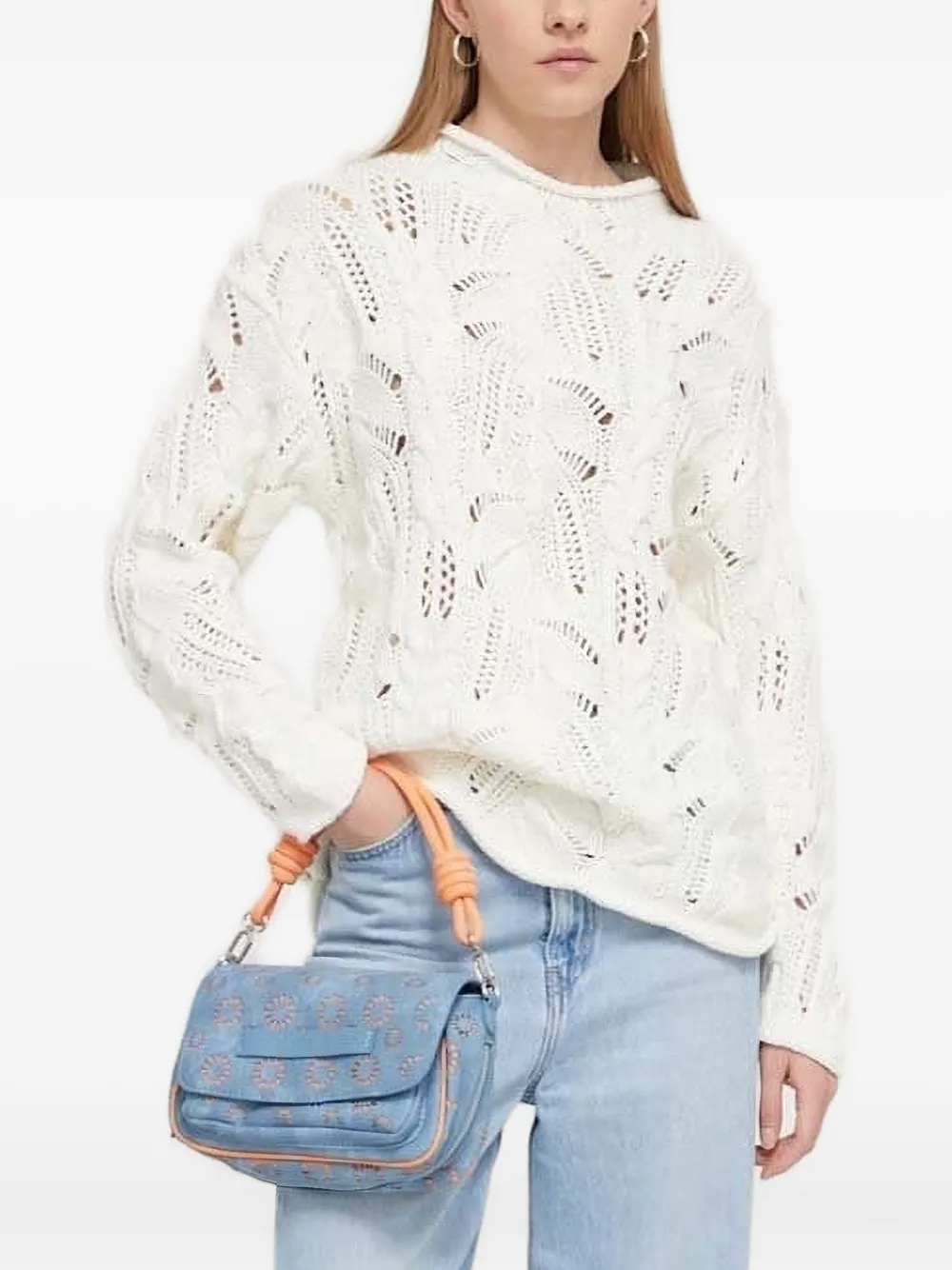 Свитер фактурной вязки Desigual, белый 
Свитер фактурной вязки Desigual, белый