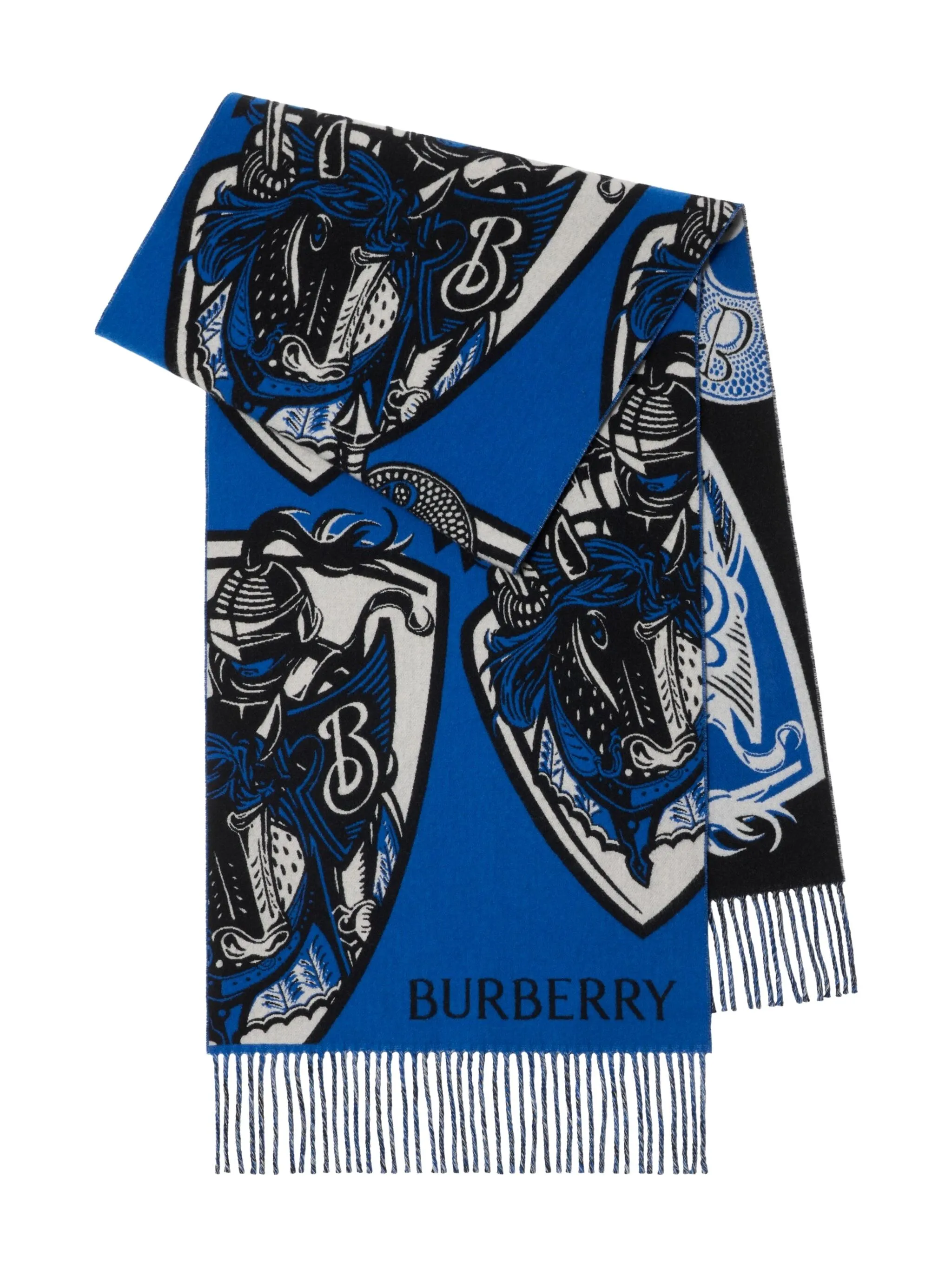 Шарф с бахромой и логотипом Burberry, синий
Шарф с бахромой и логотипом Burberry, синий
