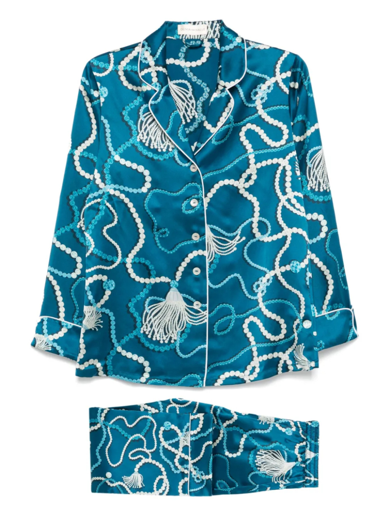 Шелковая пижама с графическим принтом Olivia von Halle, синий
Шелковая пижама с графическим принтом Olivia von Halle, синий