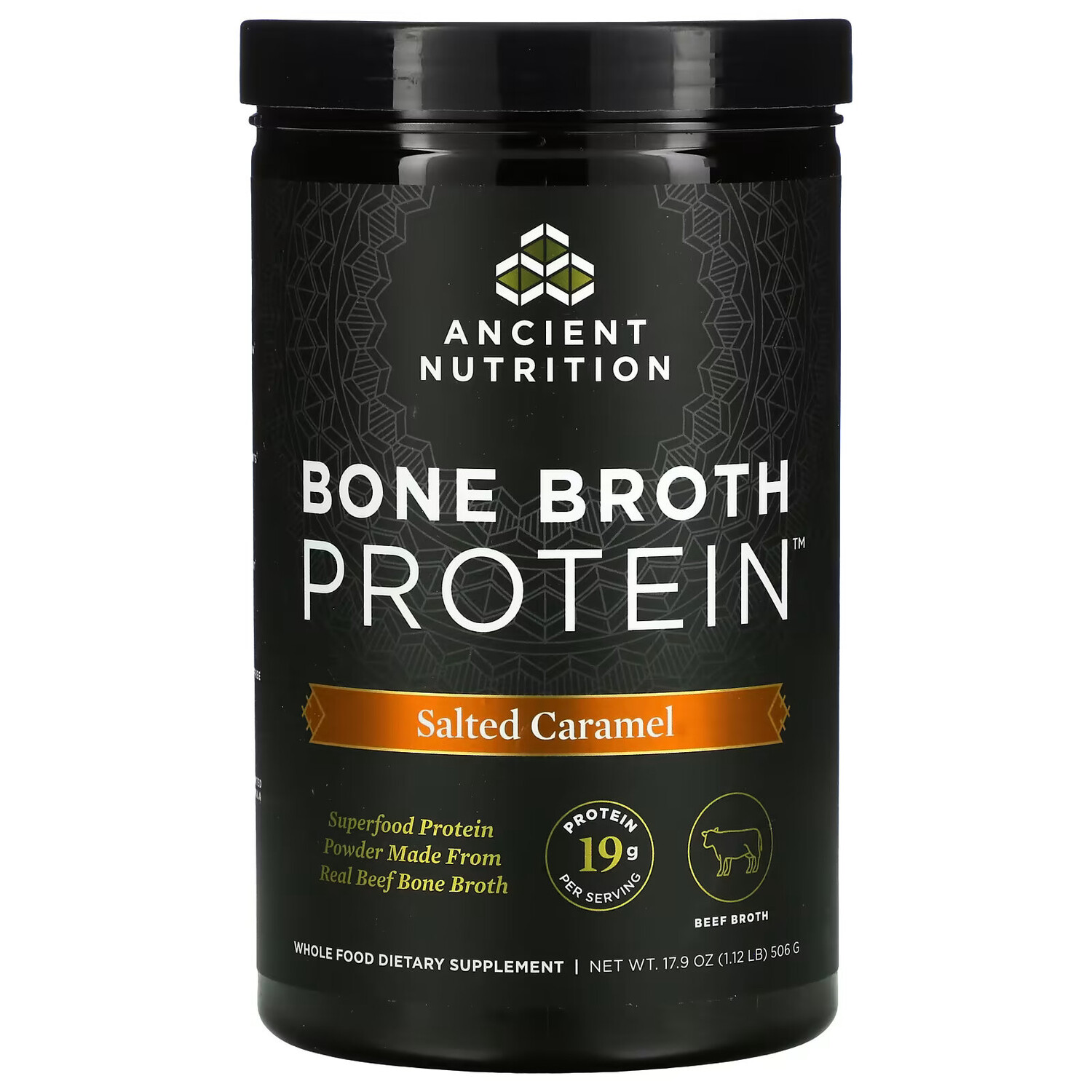 Dr. Axe / Ancient Nutrition, Bone Broth Protein, соленая карамель, 506 г (1,12 фунта)
Dr. Axe / Ancient Nutrition, Bone Broth Protein, соленая карамель, 506 г (1,12 фунта)