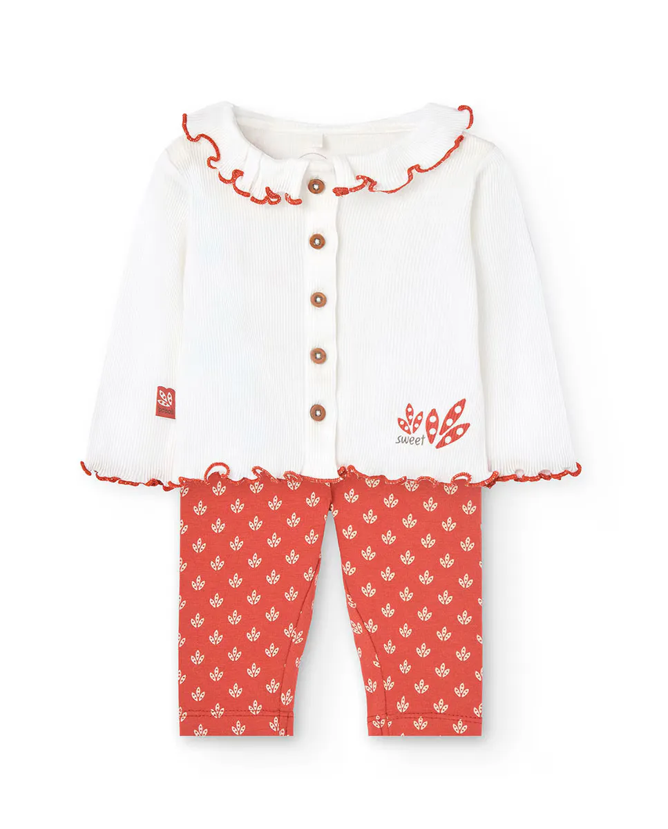 Комплект из футболки с рюшами и леггинсов для малышки Boboli, белый
Комплект из футболки с рюшами и леггинсов для малышки Boboli, белый