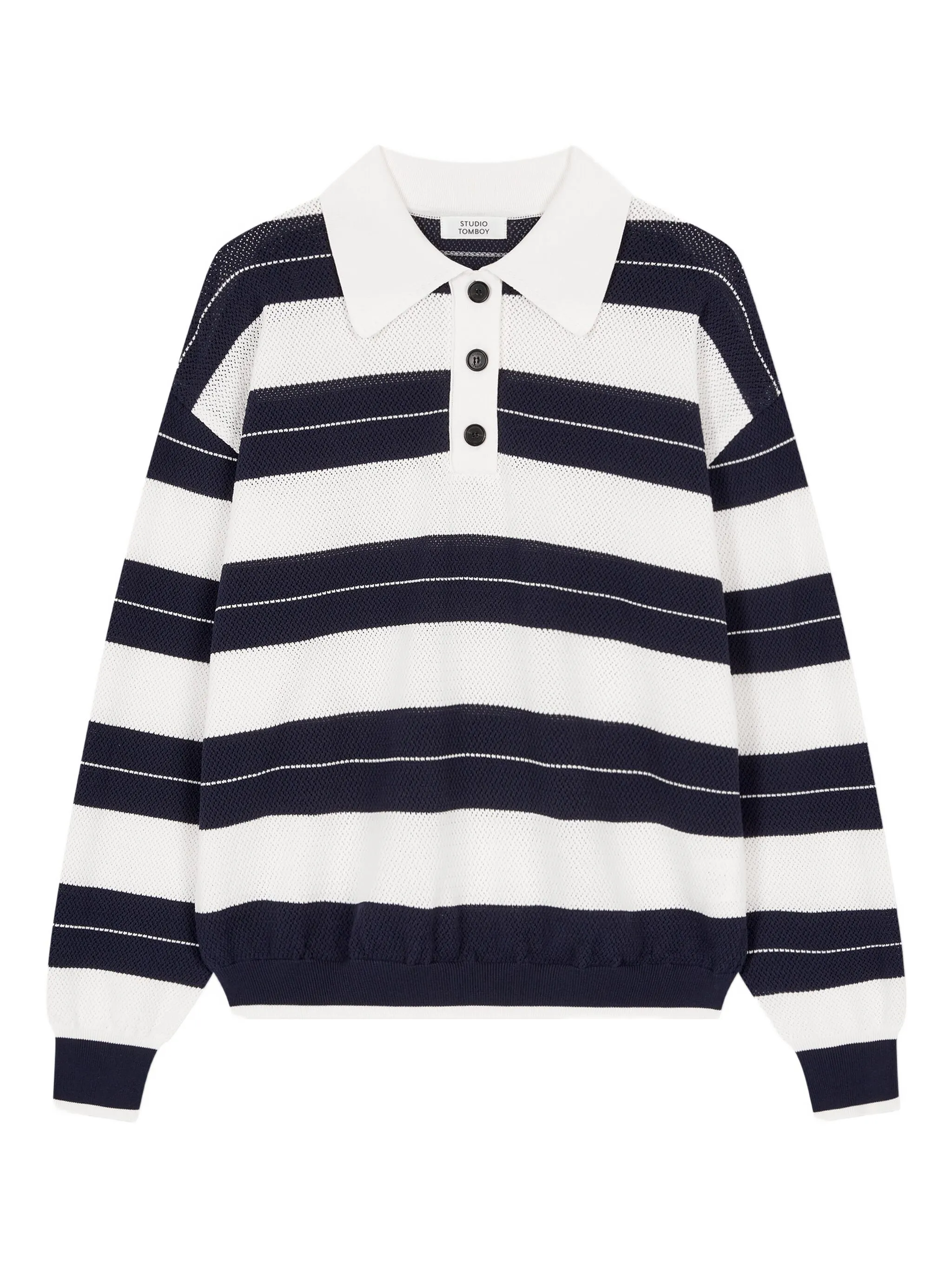Полосатая рубашка поло с длинными рукавами Studio Tomboy, синий
Полосатая рубашка поло с длинными рукавами Studio Tomboy, синий