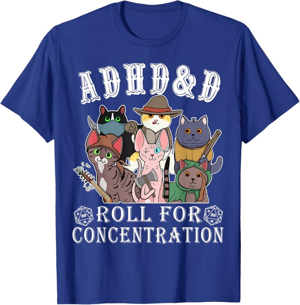 Мужская футболка Funny Tees Gamer RPG Apparel Cats RPG Gamer Roll For Concentration D20 Dice Nerdy, ярко-синий
Мужская футболка Funny Tees Gamer RPG Apparel Cats RPG Gamer Roll For Concentration D20 Dice Nerdy, ярко-синий