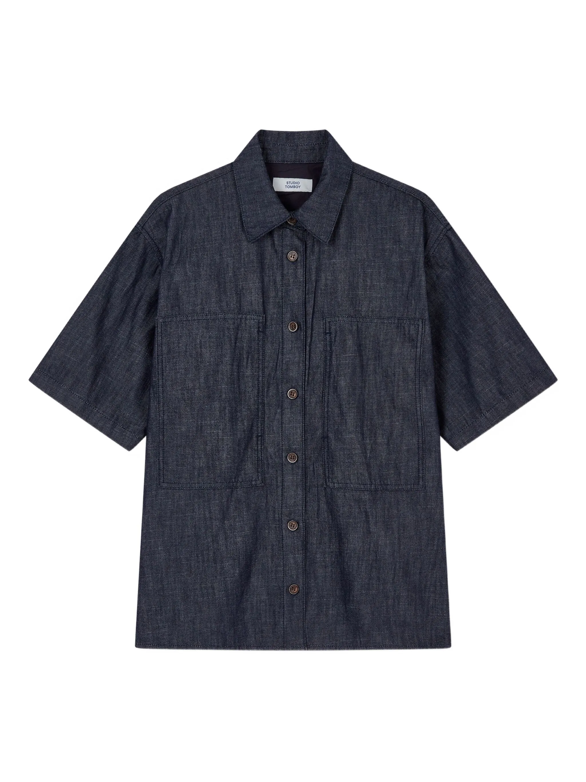 Джинсовая рубашка с накладными карманами Studio Tomboy, синий
Джинсовая рубашка с накладными карманами Studio Tomboy, синий