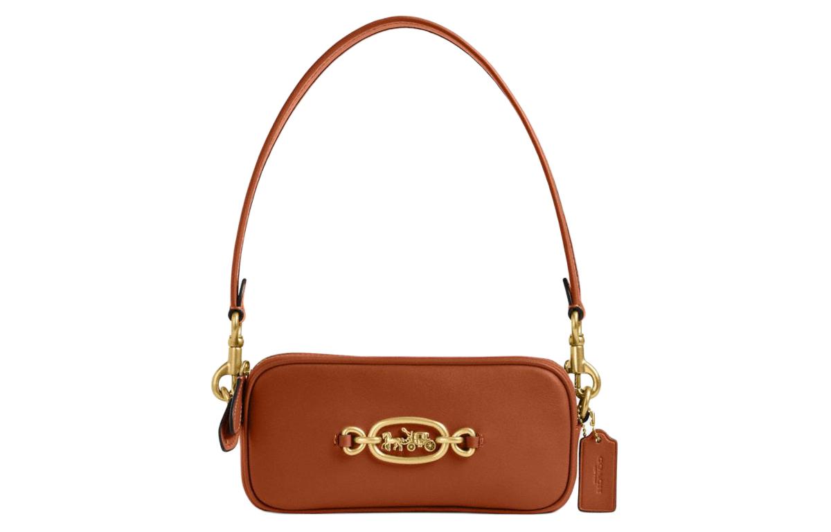 Кожаная портативная сумка через плечо, наплечная сумка Trumpets для женщин полированный янтарь COACH
Кожаная портативная сумка через плечо, наплечная сумка Trumpets для женщин полированный янтарь COACH