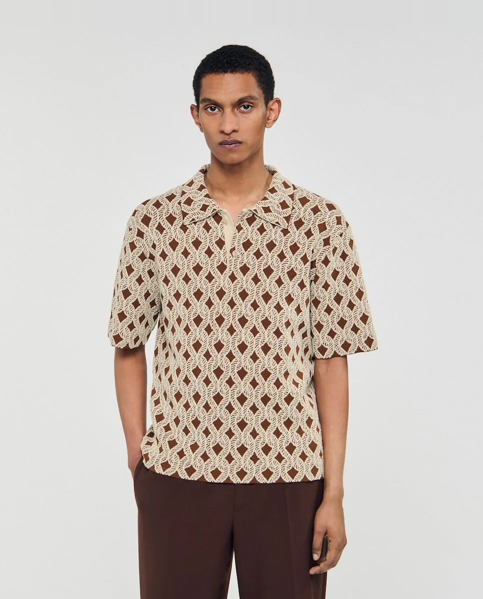 Мужская кардиган-рубашка с жаккардовым узором Sandro, бежевый
Мужская кардиган-рубашка с жаккардовым узором Sandro, бежевый