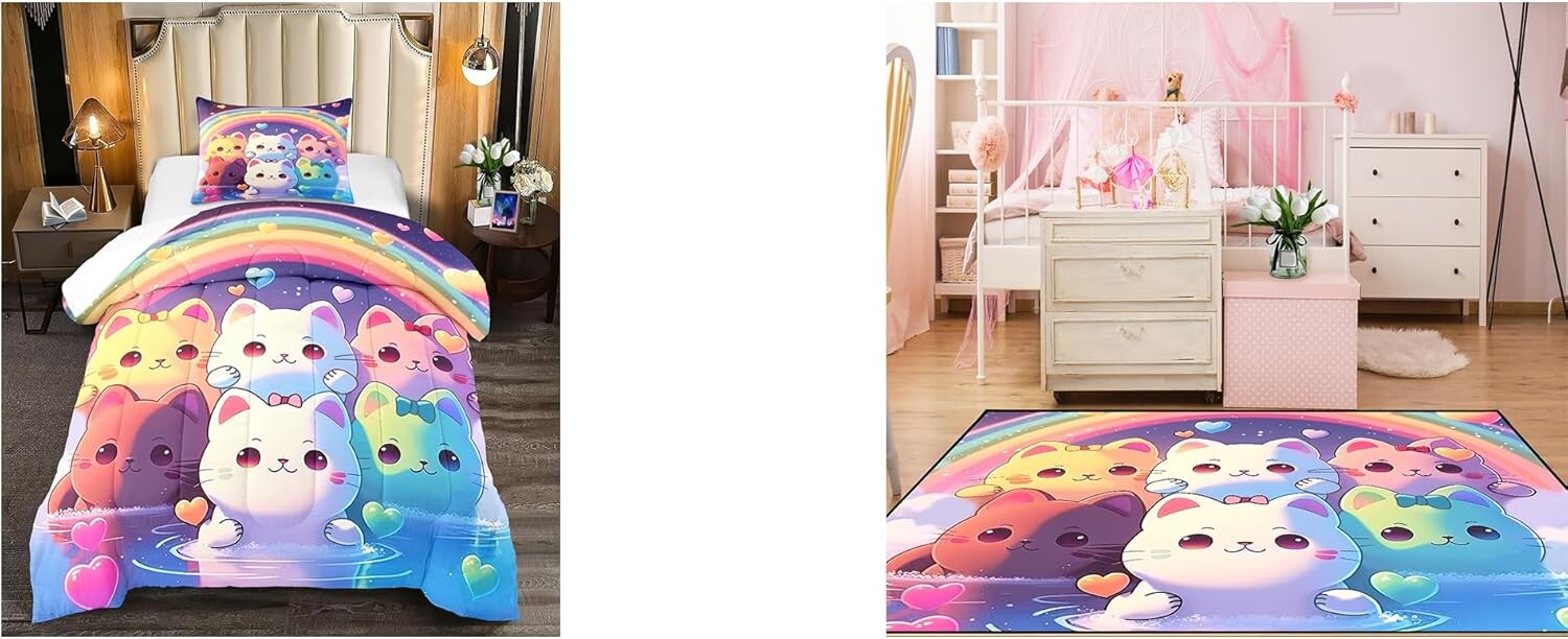 Одеяло Rainbow Cat, двойной размер и коврик Rainbow Cat для девочек, 2,5x4 фута Jiospet
Одеяло Rainbow Cat, двойной размер и коврик Rainbow Cat для девочек, 2,5x4 фута Jiospet
