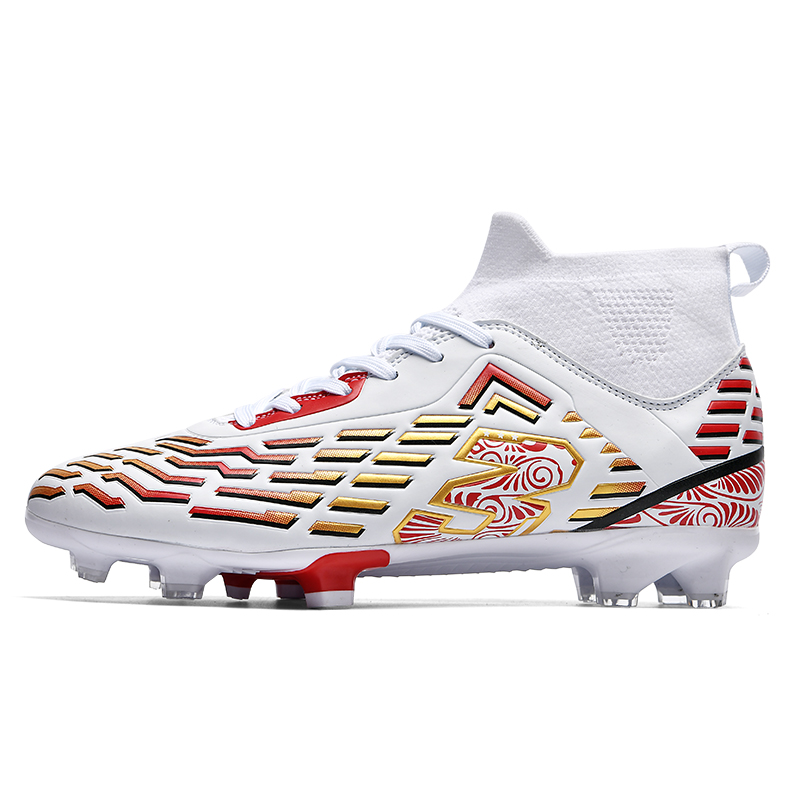 Футбольные бутсы для детей и подростков с высоким голенищем, нескользящие, дышащие и поддерживающие Kung Fu partners, белый/красный 
Футбольные бутсы для детей и подростков с высоким голенищем, нескользящие, дышащие и поддерживающие Kung Fu partners, белый/красный