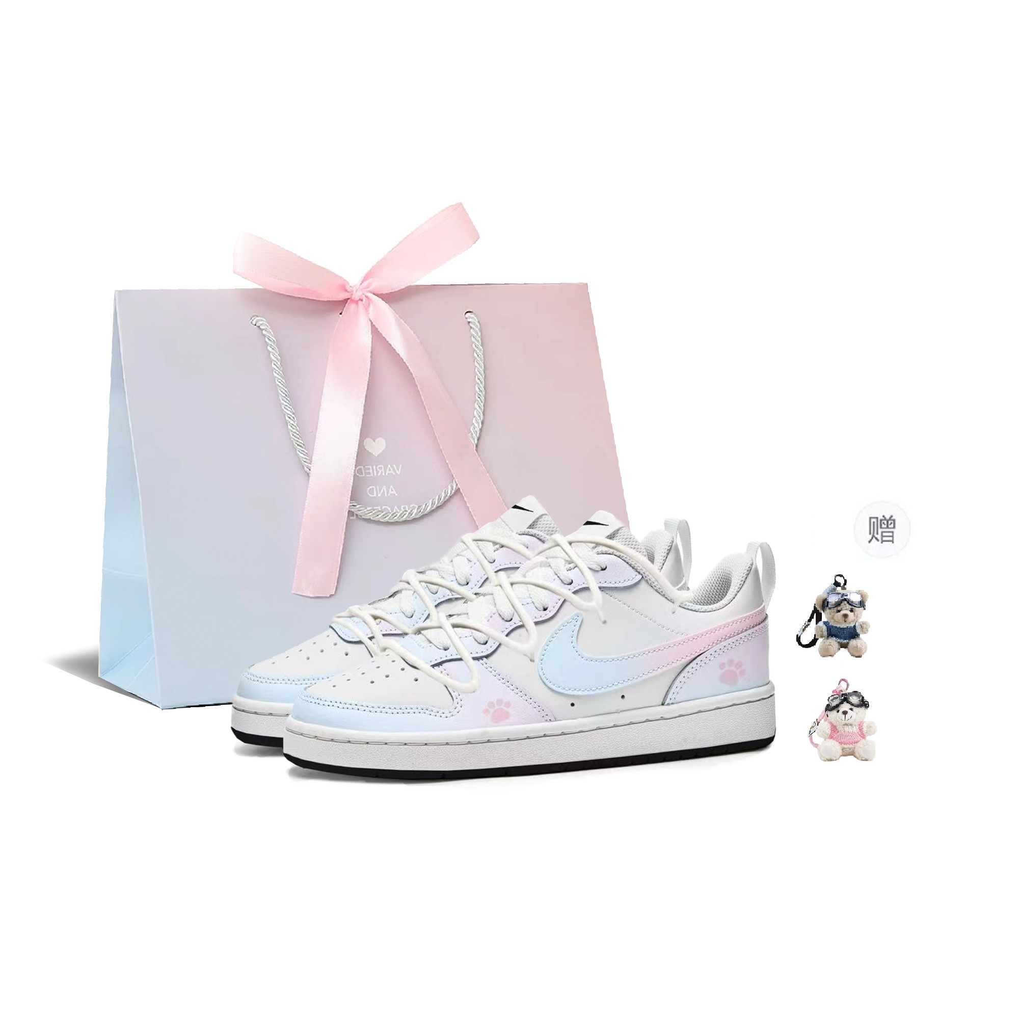 Низкие детские кроссовки для скейтбординга Court Borough Berry Island для подростков Nike, синий/розовый 
Низкие детские кроссовки для скейтбординга Court Borough Berry Island для подростков Nike, синий/розовый