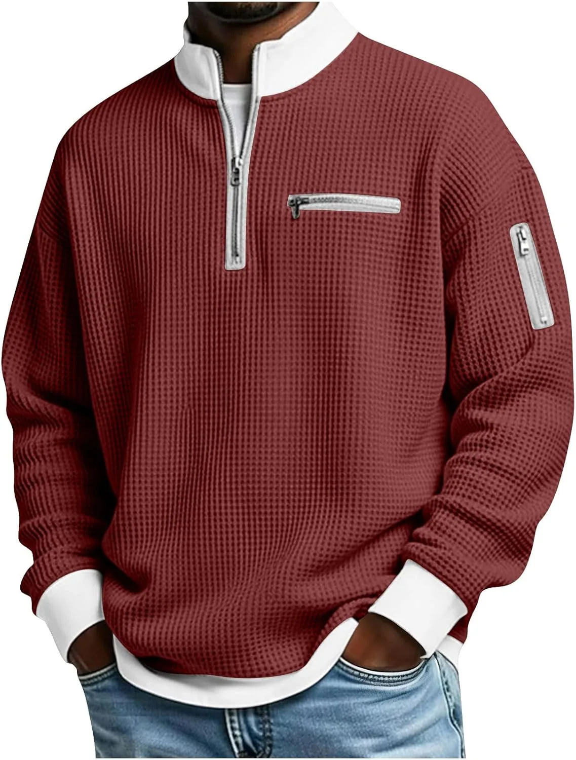 Мужской свитшот с воротником стойкой и молнией на четверть, цветной блок
Мужской свитшот с воротником стойкой и молнией на четверть, цветной блок