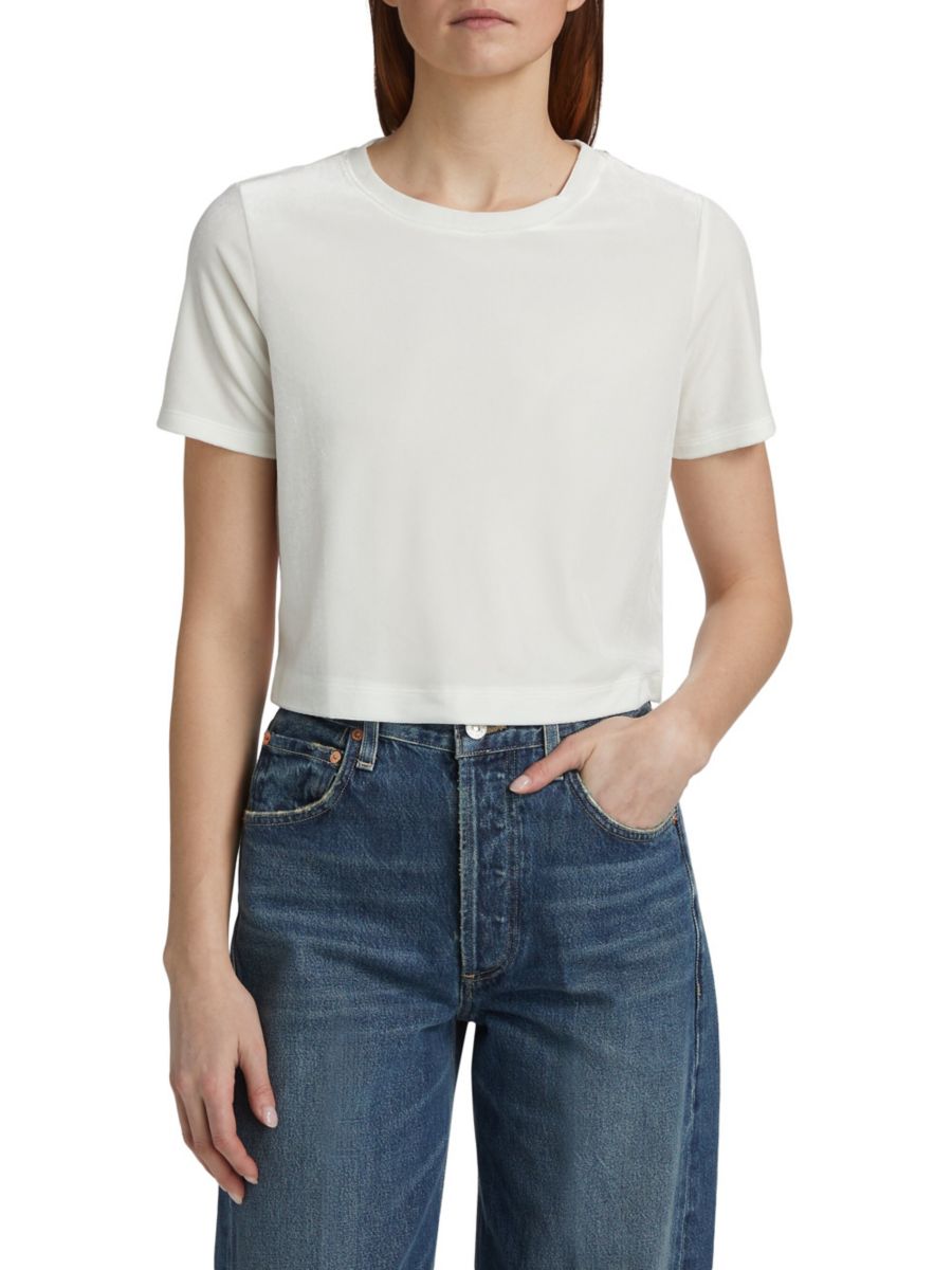 Укороченная футболка Donna Velvet L'AGENCE, слоновая кость
Укороченная футболка Donna Velvet L'AGENCE, слоновая кость