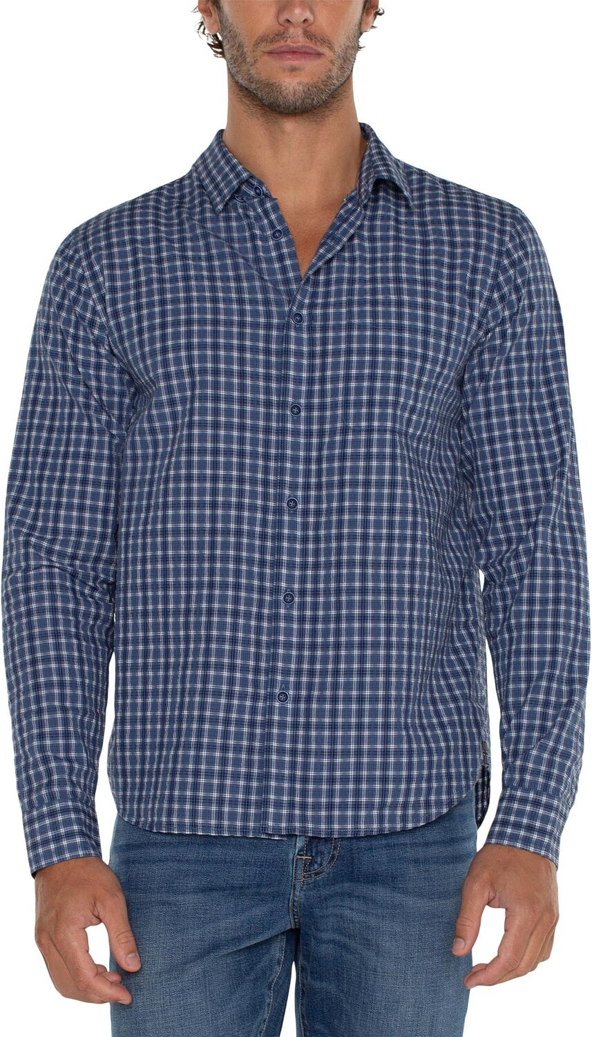 Рубашка Liverpool Los Angeles Long Sleeve Stretch Plaid Button Up Shirt, цвет Blue White Multi
Рубашка Liverpool Los Angeles Long Sleeve Stretch Plaid Button Up Shirt, цвет Blue White Multi