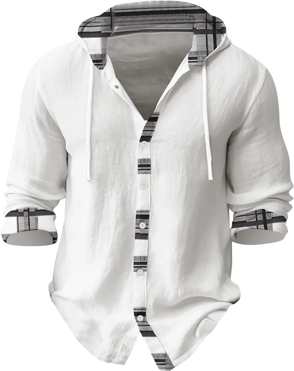 Мужская льняная толстовка с капюшоном на пуговицах
Мужская льняная толстовка с капюшоном на пуговицах