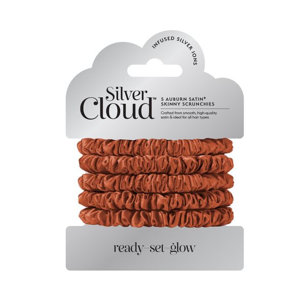 Набор атласных резинок для волос с ионами серебра - маленькие, каштановые, 5 шт./1 упаковка. Silver Cloud Auburn skinny satin scrunchies
Набор атласных резинок для волос с ионами серебра - маленькие, каштановые, 5 шт./1 упаковка. Silver Cloud Auburn skinny satin scrunchies