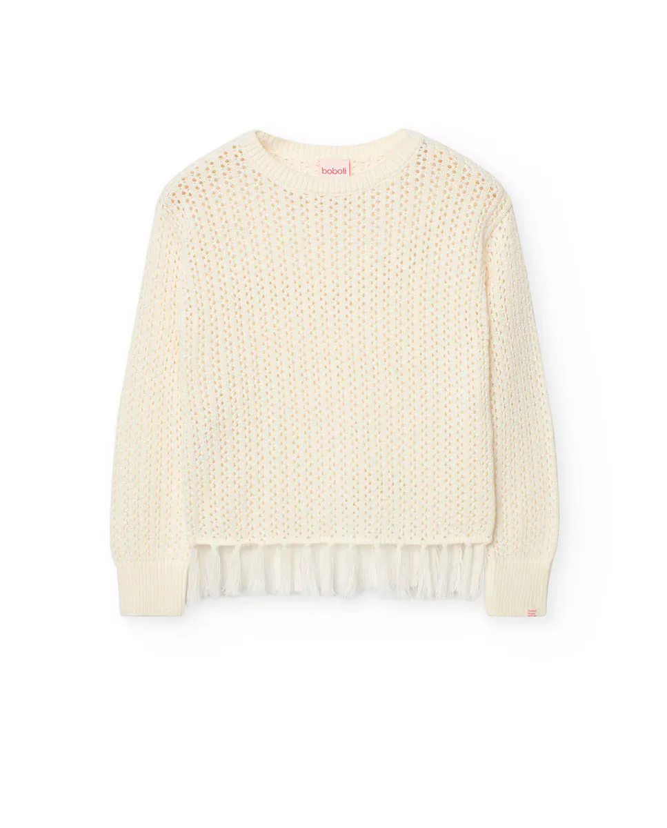Хлопковый свитер для девочек с бахромой Boboli, белый
Хлопковый свитер для девочек с бахромой Boboli, белый