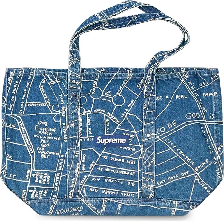 Сумка Supreme Gonz Map Denim Tote Blue, синий 
Сумка Supreme Gonz Map Denim Tote Blue, синий
