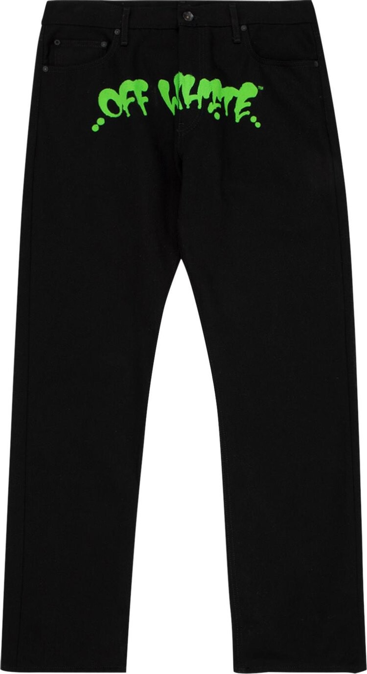 Джинсы Off-White Neen Slim Straight Jeans 'Black/Green', черный 
Джинсы Off-White Neen Slim Straight Jeans 'Black/Green', черный