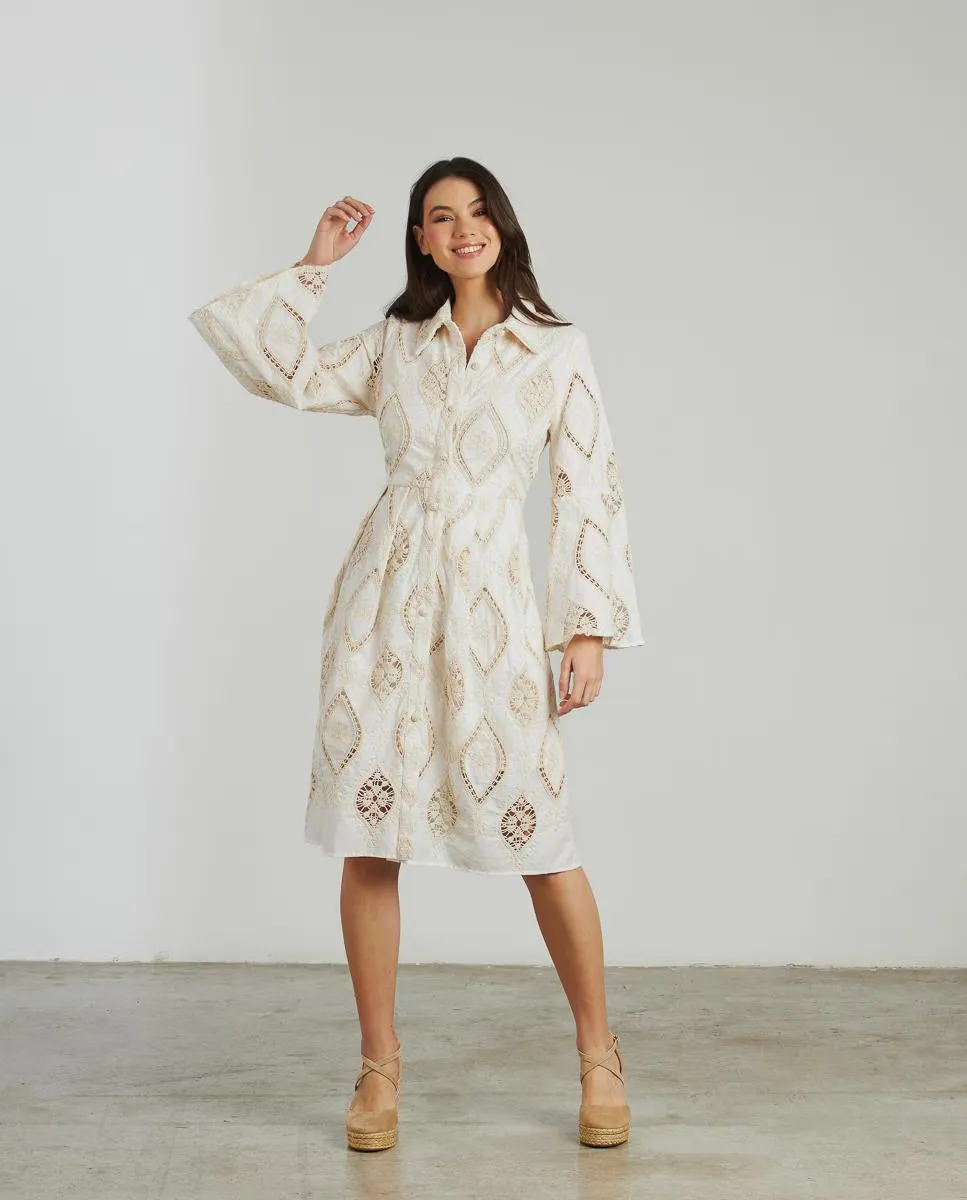 Короткое платье с вышитыми деталями и ажурными вставками Alma en Pena, белый
Короткое платье с вышитыми деталями и ажурными вставками Alma en Pena, белый