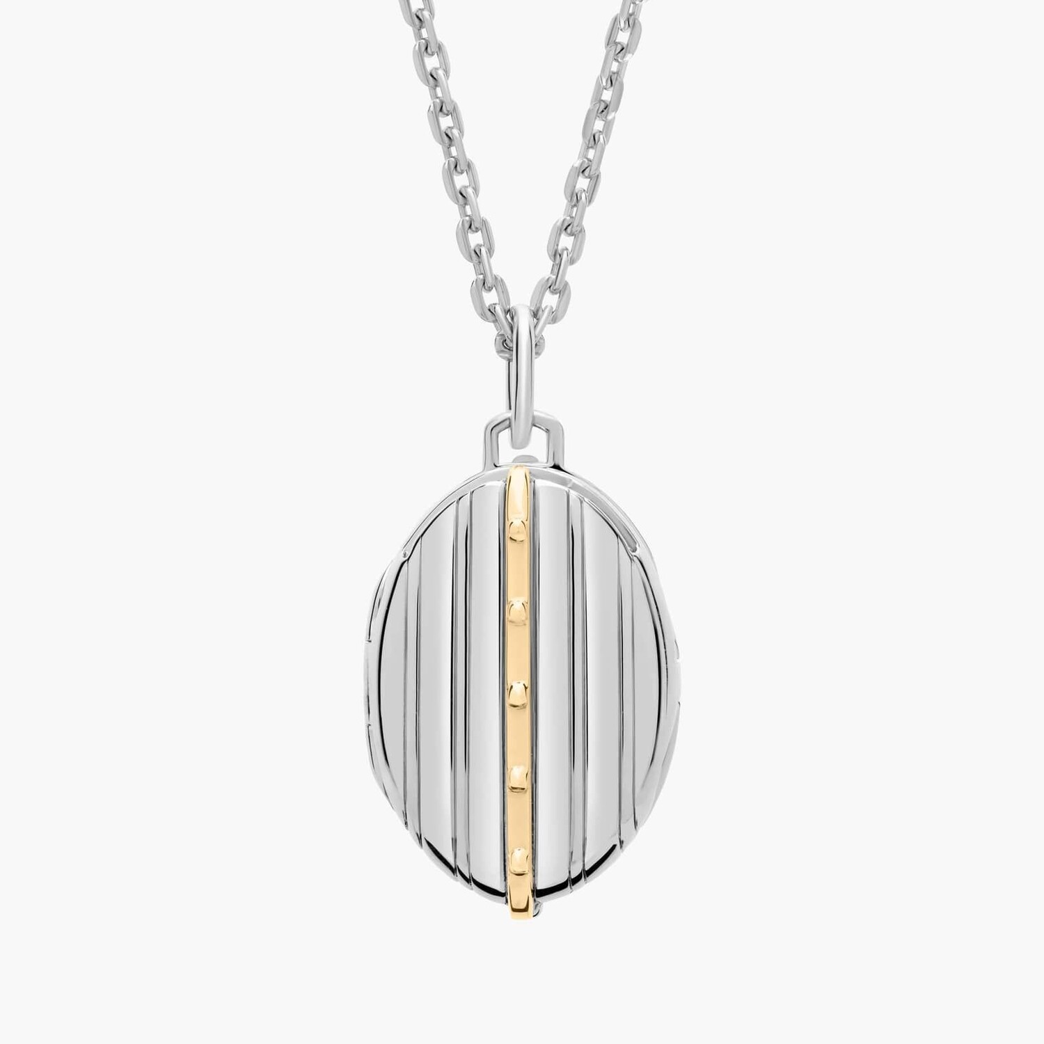 Овальный медальон в полоску из 18-каратного желтого золота и стерлингового серебра Blue Nile
Овальный медальон в полоску из 18-каратного желтого золота и стерлингового серебра Blue Nile