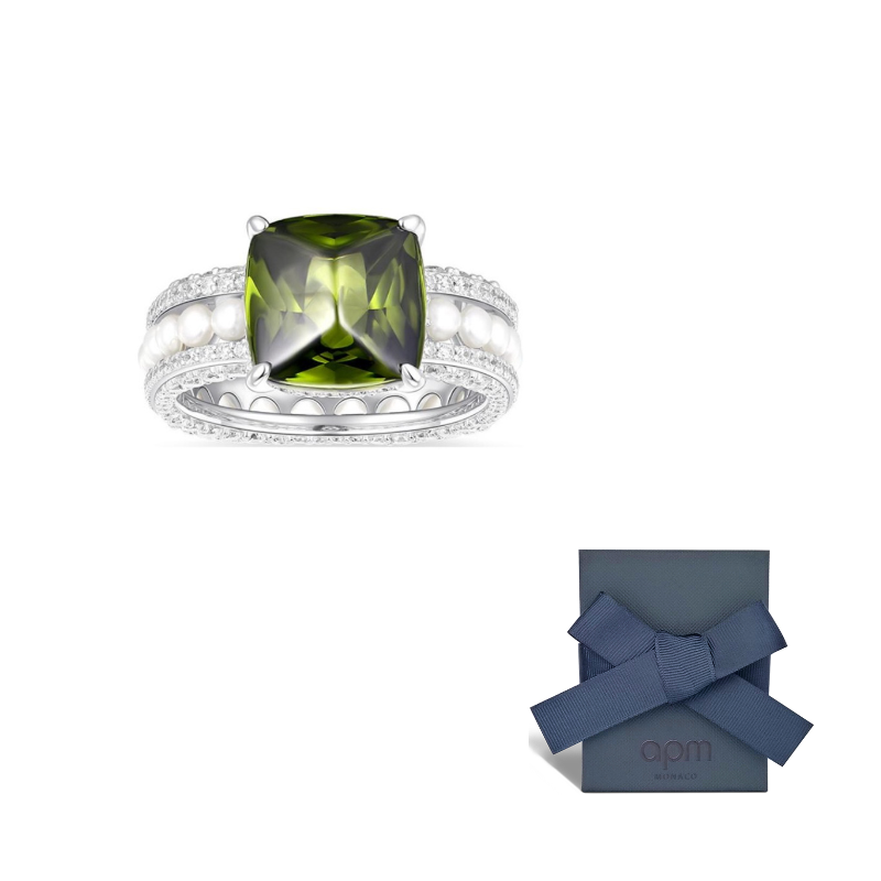 Apm Monaco Кольцо из серебра 925 пробы с кубическим цирконием для женщин, серебристо-зеленое
Apm Monaco Кольцо из серебра 925 пробы с кубическим цирконием для женщин, серебристо-зеленое