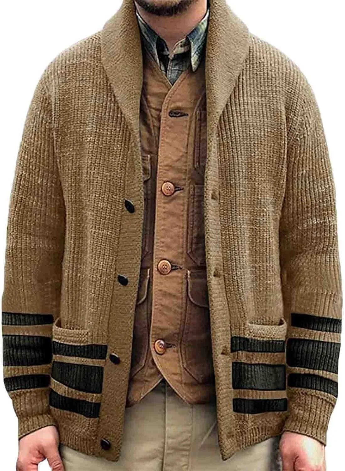 Мужской кардиган с воротником-шалью, полоска, риб
Мужской кардиган с воротником-шалью, полоска, риб