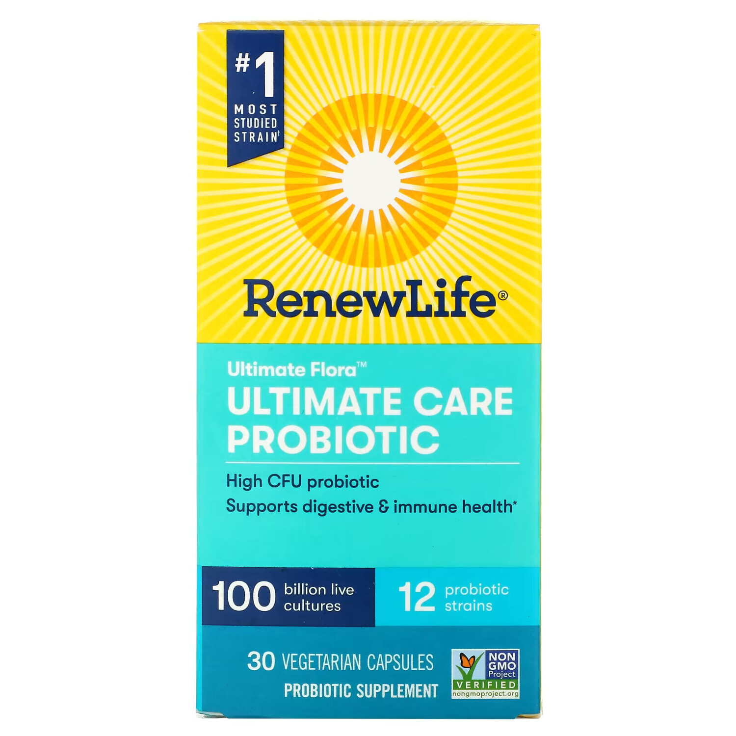 Renew Life, Ultimate Flora, пробиотик Ultimate Care, 100 млрд живых культур, 30 вегетарианских капсул
Renew Life, Ultimate Flora, пробиотик Ultimate Care, 100 млрд живых культур, 30 вегетарианских капсул