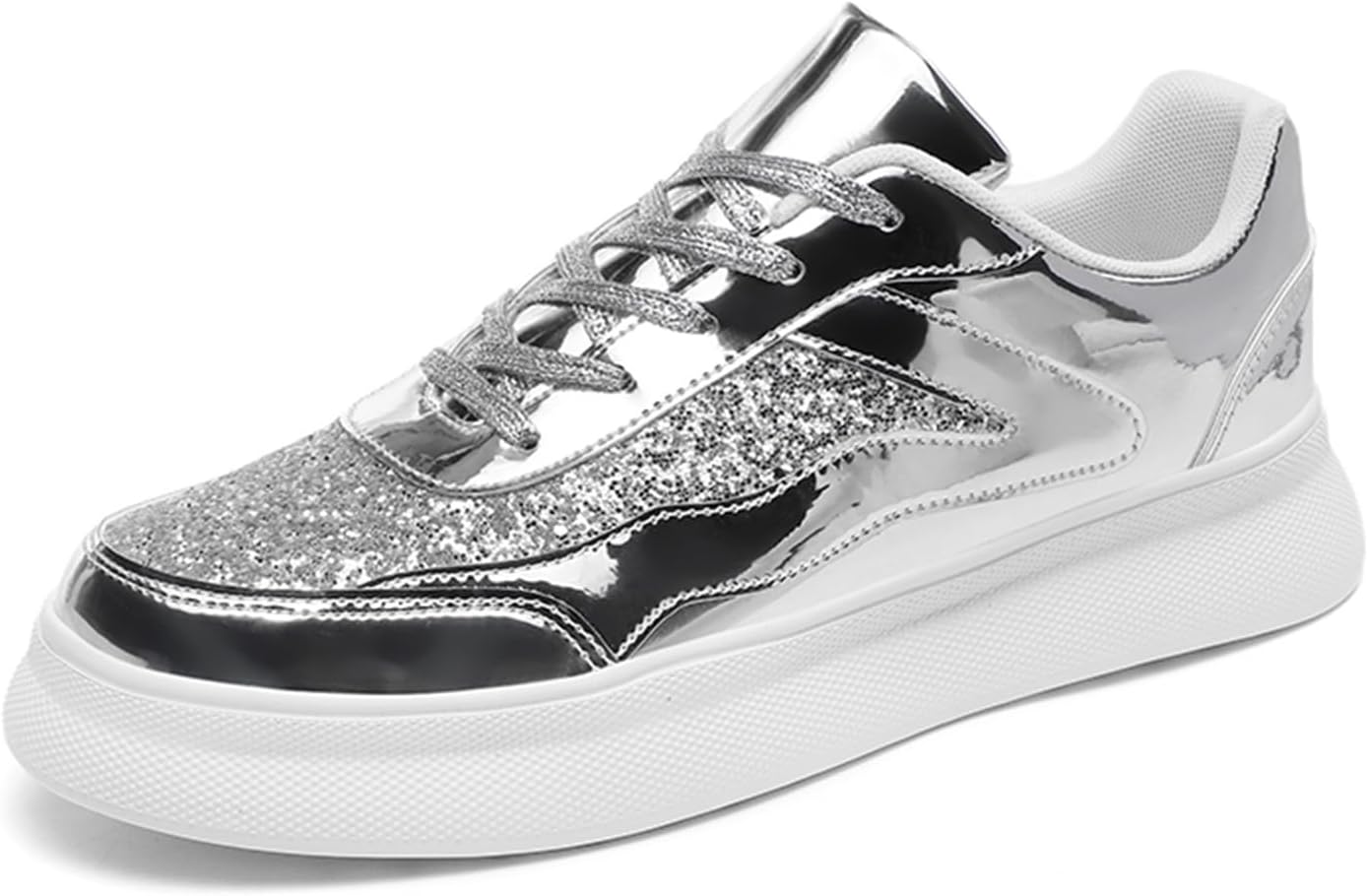 Мужские модные кроссовки SPWAGYM с блестками и пайетками, блестящие теннисные туфли, низкие, удобные, повседневные, серебро
Мужские модные кроссовки SPWAGYM с блестками и пайетками, блестящие теннисные туфли, низкие, удобные, повседневные, серебро