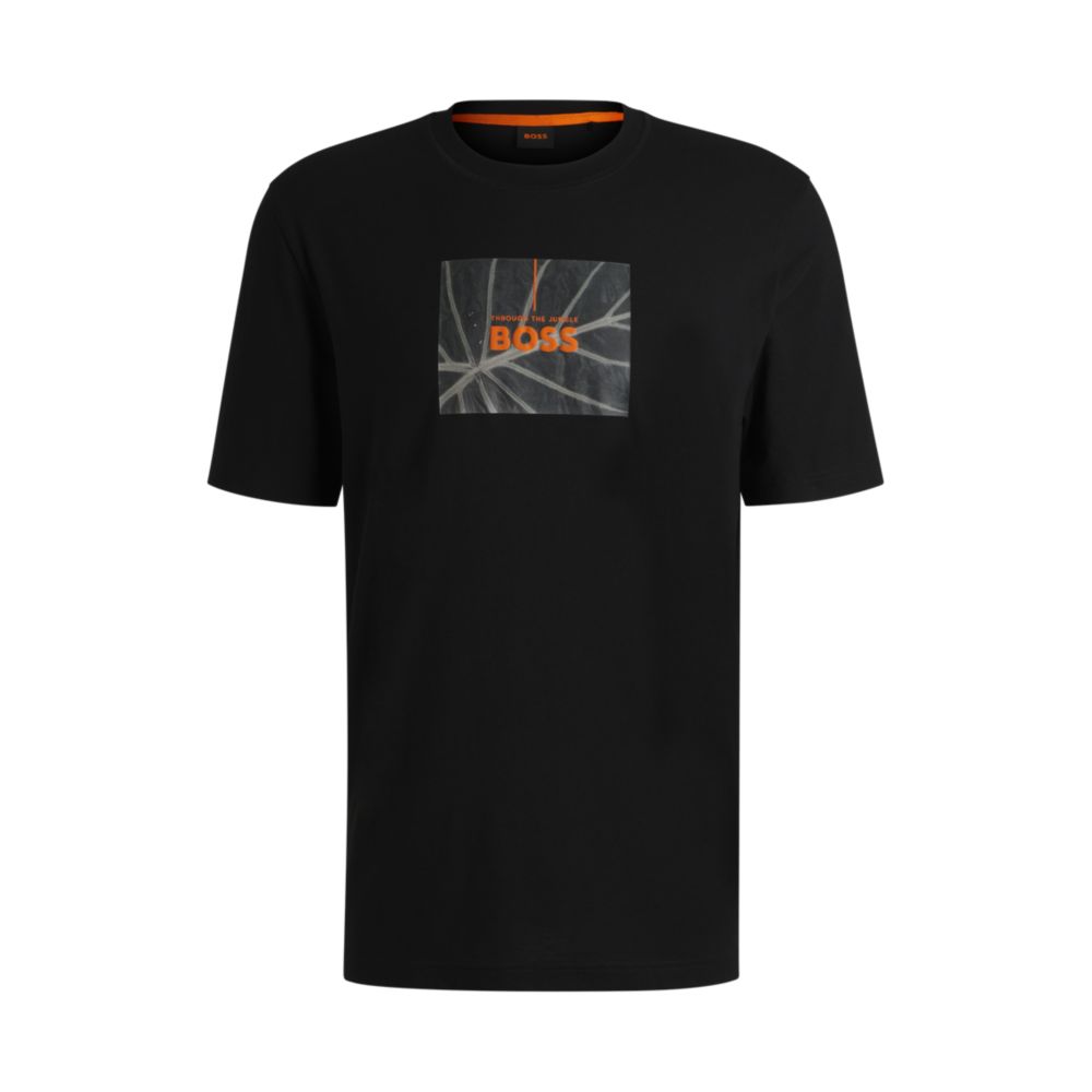 Футболка с круглым вырезом из хлопка с сезонным рисунком BOSS, черный
Футболка с круглым вырезом из хлопка с сезонным рисунком BOSS, черный