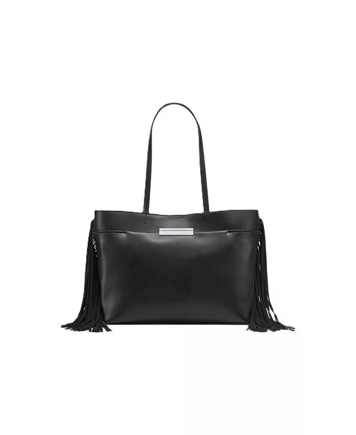Сумка-тоут Soma с тремя отделениями и бахромой Calvin Klein, черный 
Сумка-тоут Soma с тремя отделениями и бахромой Calvin Klein, черный