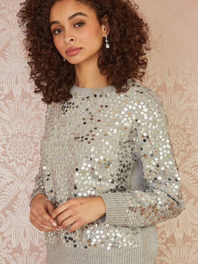 Джемпер свободного покроя с блестками Yumi, серый
Джемпер свободного покроя с блестками Yumi, серый