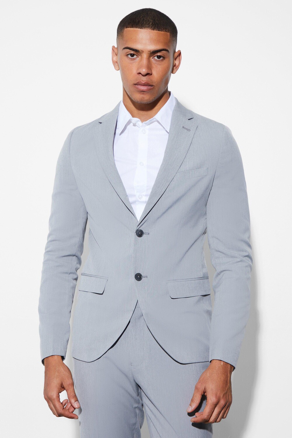 Супероблегающий однобортный костюмный пиджак Boohoo, серый
Супероблегающий однобортный костюмный пиджак Boohoo, серый