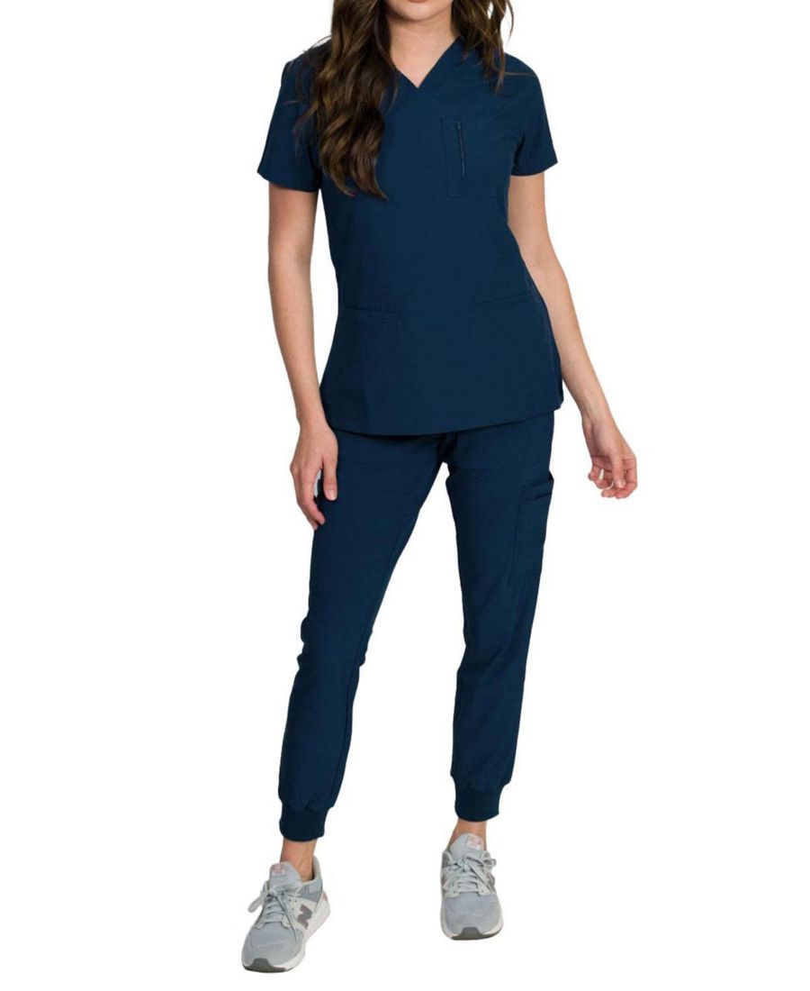 Женский медицинский комплект Fleur Stretch с топом на молнии с нагрудным карманом и джоггерами с трикотажными ребристыми манжетами Medgear, Navy
Женский медицинский комплект Fleur Stretch с топом на молнии с нагрудным карманом и джоггерами с трикотажными ребристыми манжетами Medgear, Navy