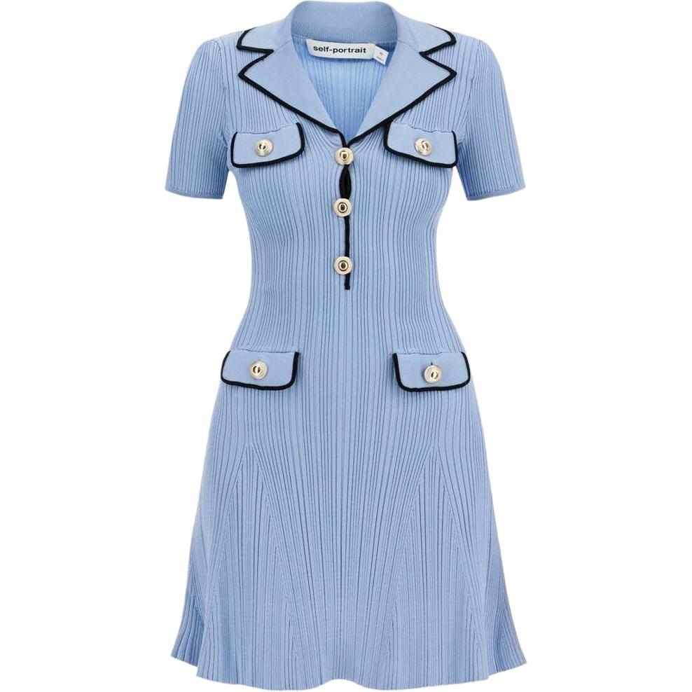 Облегающее ребристое мини-платье Self portrait Self-portrait, синий
Облегающее ребристое мини-платье Self portrait Self-portrait, синий