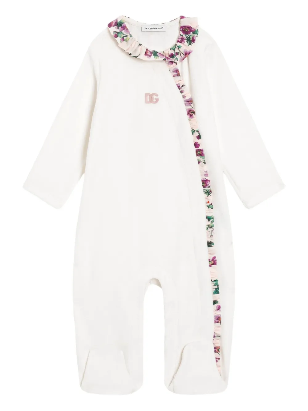 Комплект для новорожденного с оборками и цветочным принтом Dolce & Gabbana Kids, белый 
Комплект для новорожденного с оборками и цветочным принтом Dolce & Gabbana Kids, белый