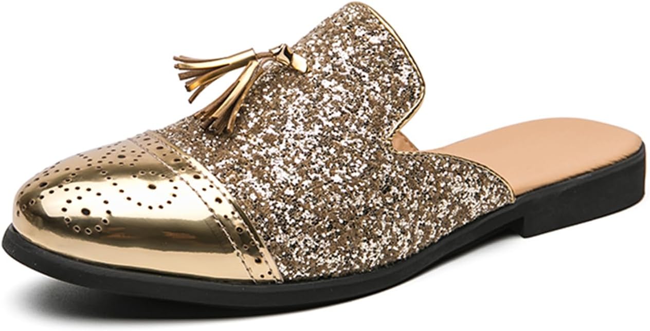 Мужские тапочки Abborora, модные слипоны, лоферы из искусственной кожи, формальная и повседневная обувь, сандалии с открытой пяткой, золотой
Мужские тапочки Abborora, модные слипоны, лоферы из искусственной кожи, формальная и повседневная обувь, сандалии с открытой пяткой, золотой