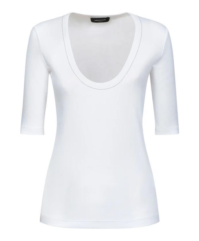 Белая футболка с V-образным вырезом Fabiana Filippi, белый
Белая футболка с V-образным вырезом Fabiana Filippi, белый