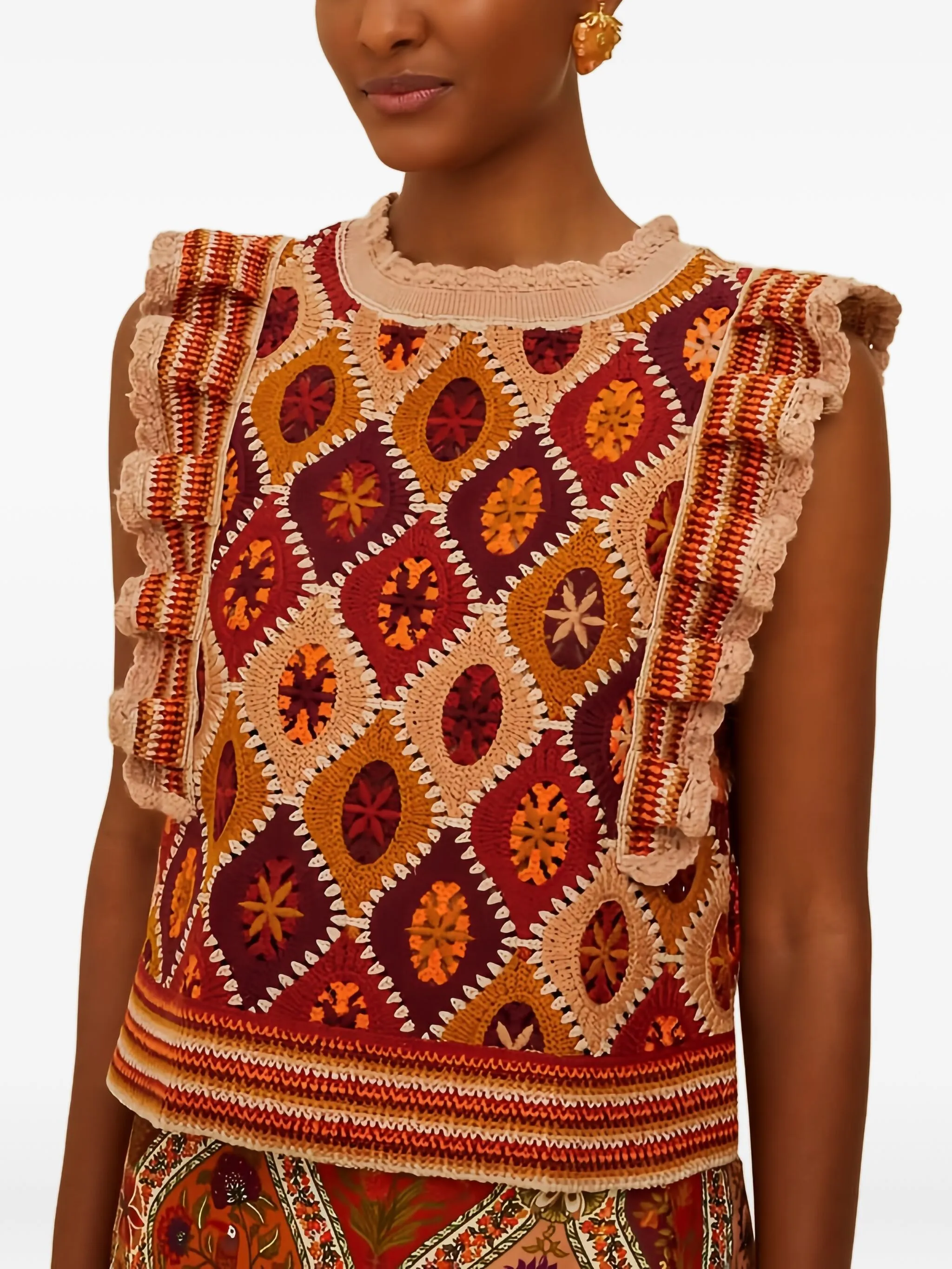 Топ в технике кроше с оборками Farm Rio, карамельный
Топ в технике кроше с оборками Farm Rio, карамельный