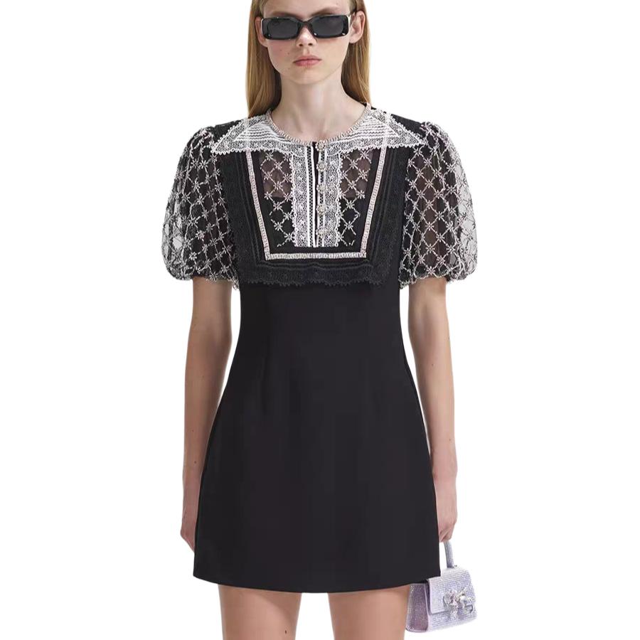 Self-portrait Женское черное платье с коротким рукавом Self portrait
Self-portrait Женское черное платье с коротким рукавом Self portrait