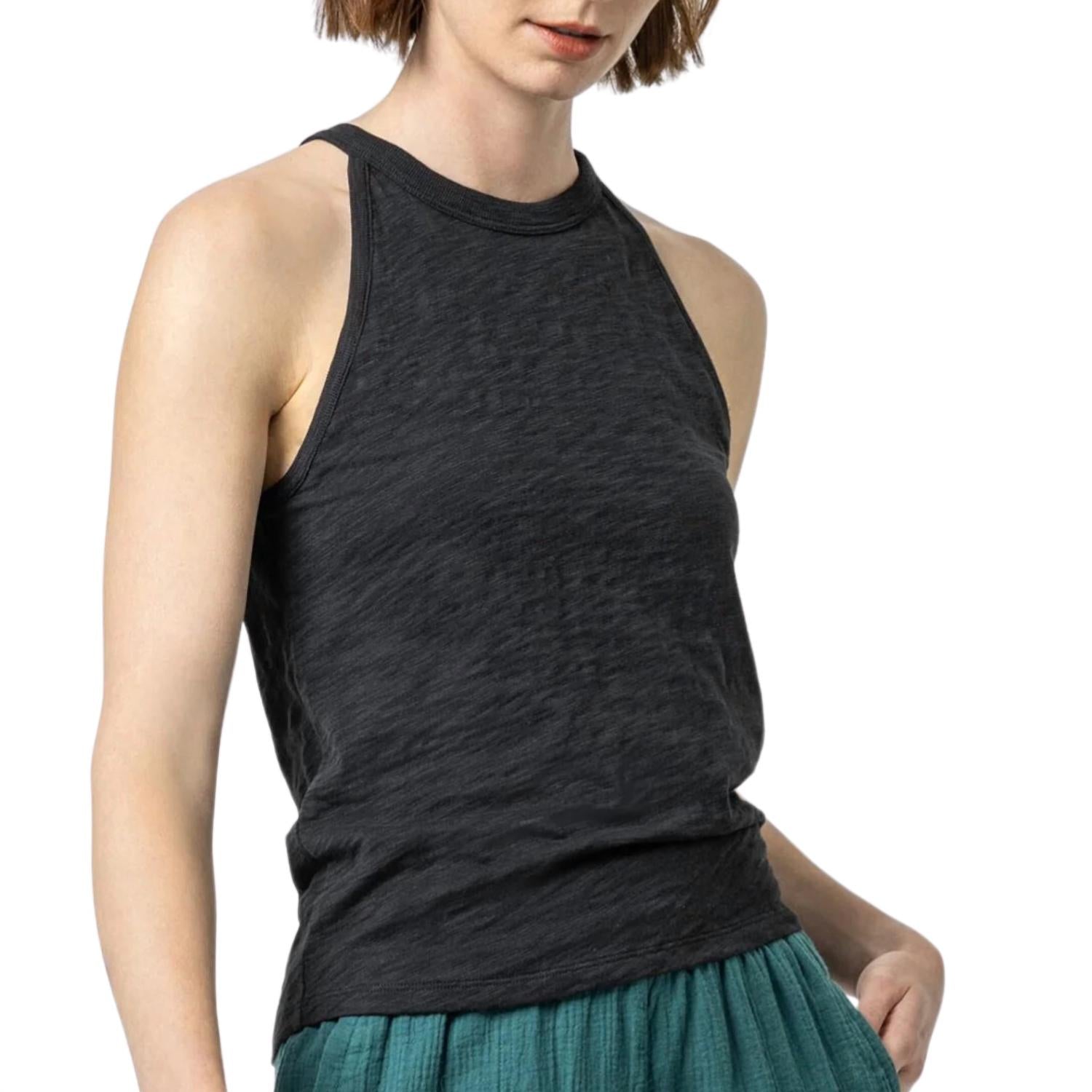 Майка-топ с круглым вырезом и халтером черного цвета Lilla P
Майка-топ с круглым вырезом и халтером черного цвета Lilla P