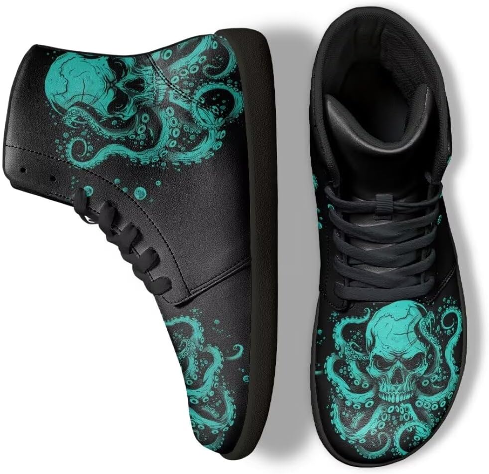 Мужские кроссовки без каблука, легкие, с широким носком, нескользящие, высокие, с нулевым перепадом высоты подошвы Getelinseng, Octopus Skull Print
Мужские кроссовки без каблука, легкие, с широким носком, нескользящие, высокие, с нулевым перепадом высоты подошвы Getelinseng, Octopus Skull Print