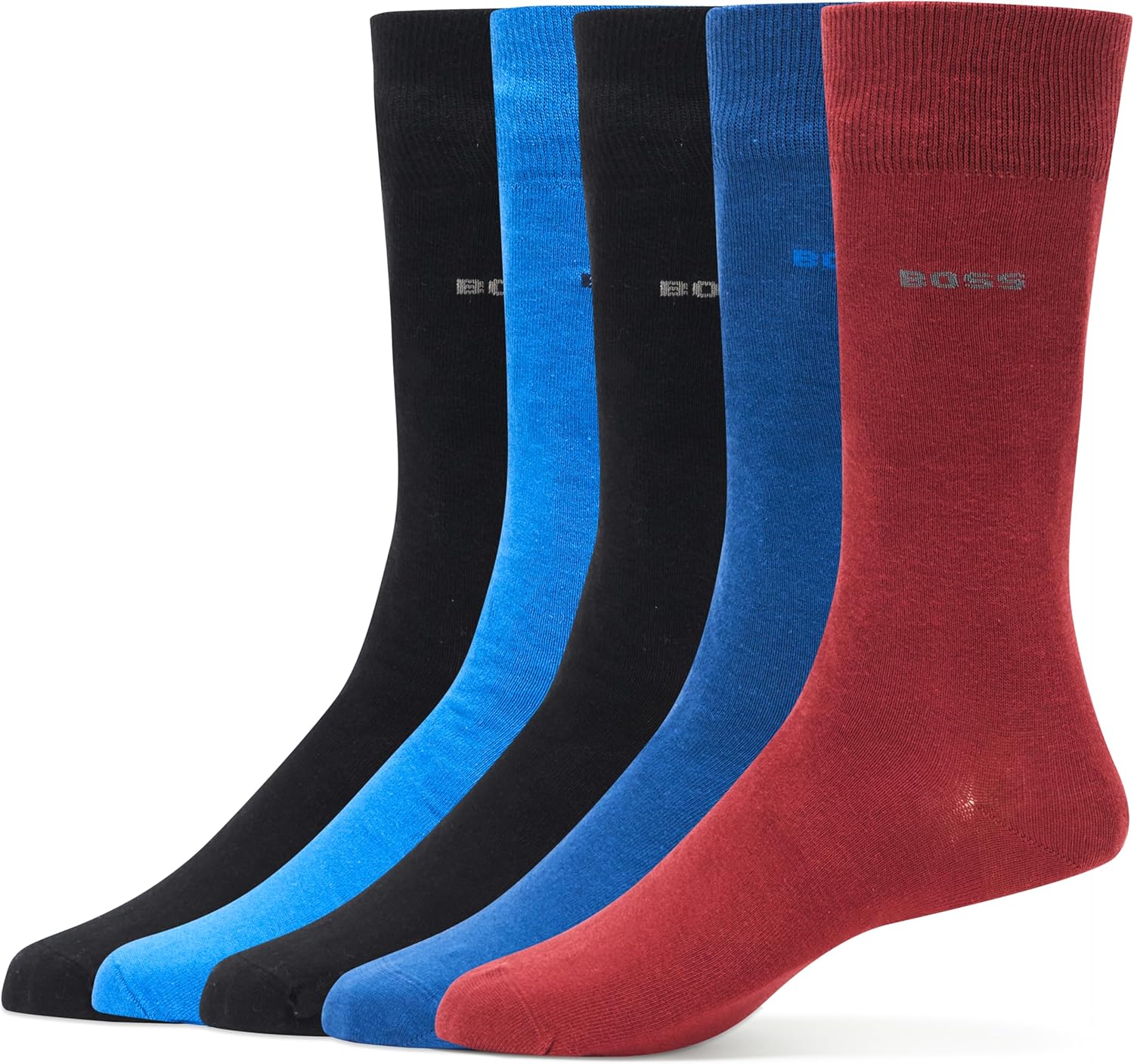 BOSS Мужские однотонные хлопковые носки (5 пар), Black/Black/Crimson Red/Navy/Electric Blue
BOSS Мужские однотонные хлопковые носки (5 пар), Black/Black/Crimson Red/Navy/Electric Blue
